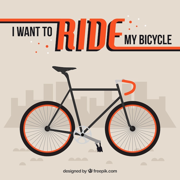 Vector gratuito fondo de bici plana con una frase