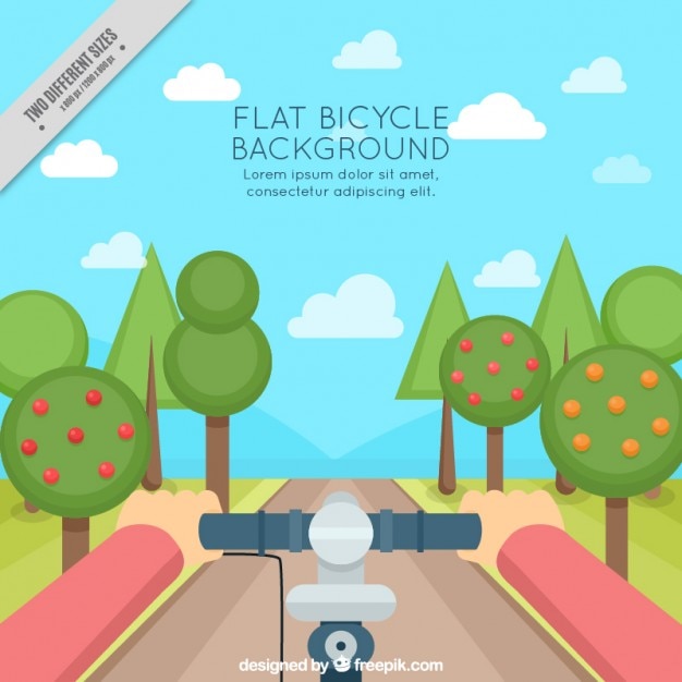 Vector gratuito fondo de bicicleta en un bonito paisaje