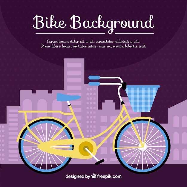 Fondo de bicicleta con canasta en diseño plano