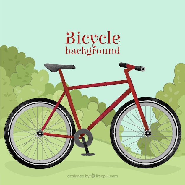 Vector gratuito fondo de bicicleta roja en un campo