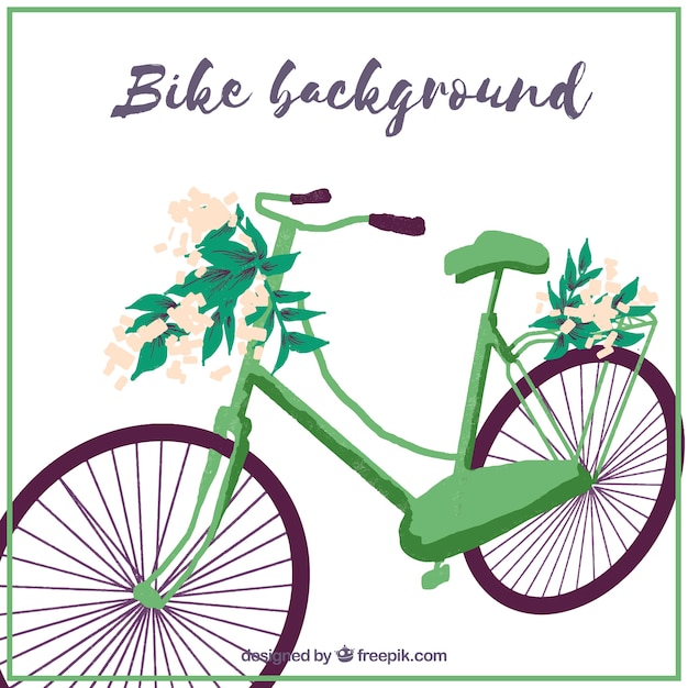 Fondo de bicicleta verde con decoración floral 
