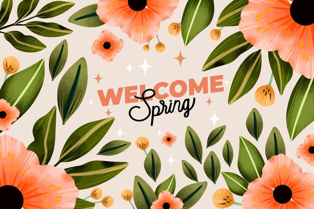 Fondo de bienvenida primavera acuarela