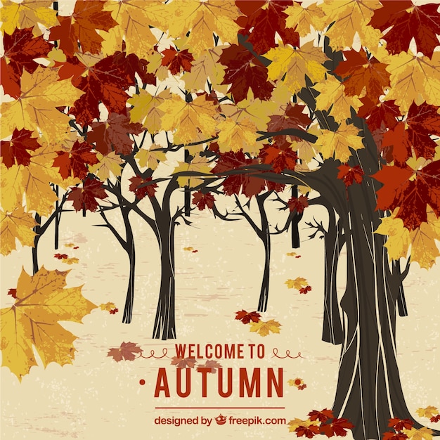 Vector gratuito fondo de bienvenido otoño