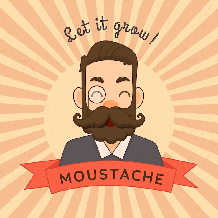 Vector gratuito fondo de bigote de movember en diseño plano