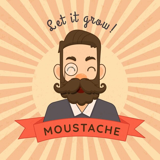 Fondo de bigote de movember en diseño plano