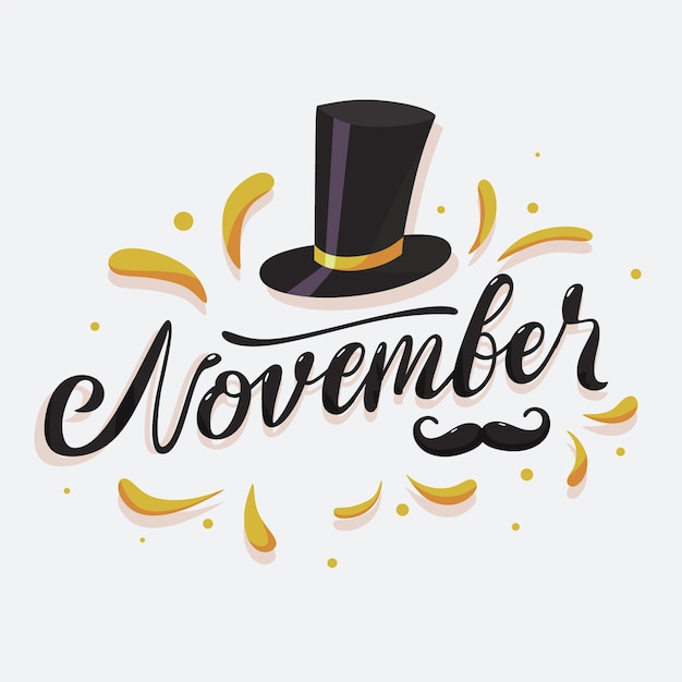 Vector gratuito fondo de bigote de movember con lettering