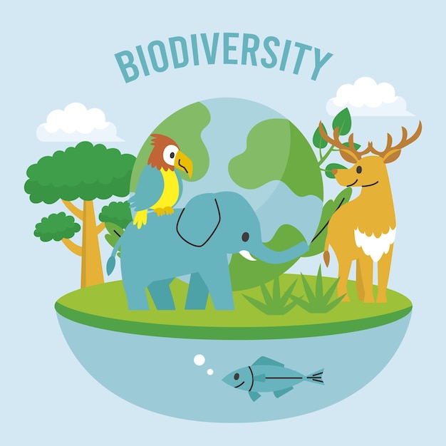 Fondo de biodiversidad dibujado a mano