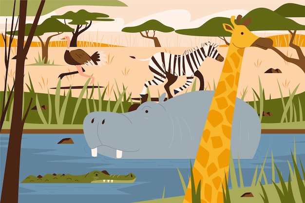 Fondo de biodiversidad dibujado a mano