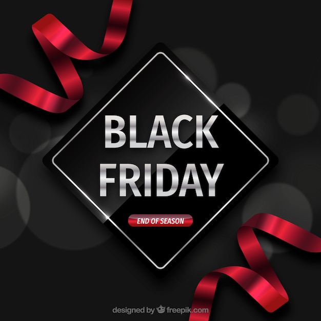 Fondo de black friday con lazos rojos