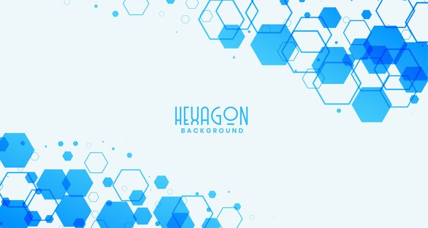 Fondo blanco abstracto con formas hexagonales azules