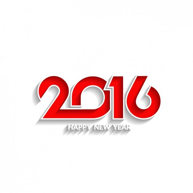 Fondo blanco de Año Nuevo con 2016 en rojo