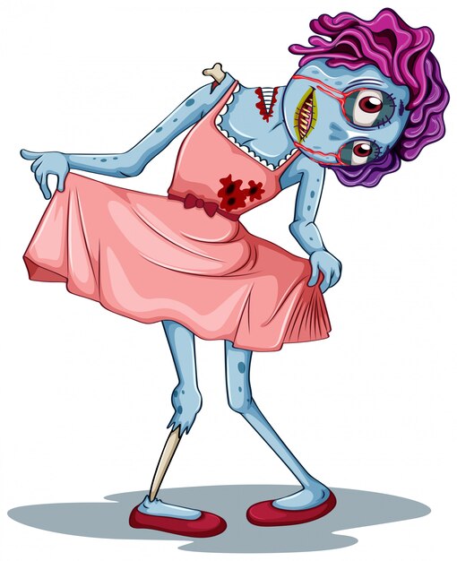 Fondo blanco chica zombie