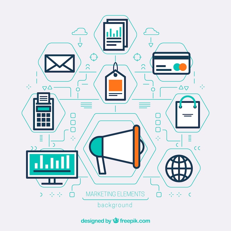 Vector gratuito fondo blanco de elementos de marketing