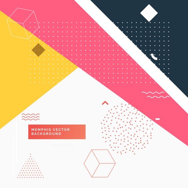 Fondo blanco con formas geométricas a todo color