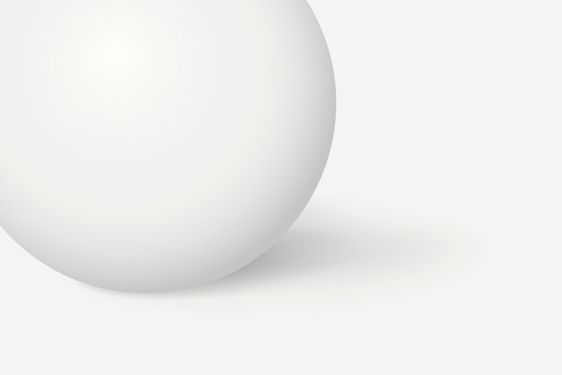 Fondo blanco mínimo, esfera 3D, vector de forma geométrica
