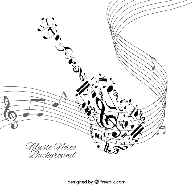 Vector gratuito fondo blanco con notas musicales negras