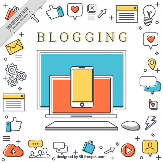 Vector gratuito fondo de blog con iconos en estilo lineal