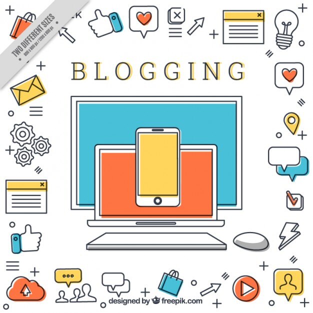 Fondo de blog con iconos en estilo lineal