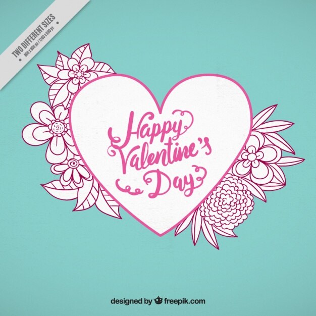 Vector gratuito fondo de boceto de corazón y flores