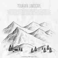 Vector gratuito fondo de boceto de paisaje montañoso