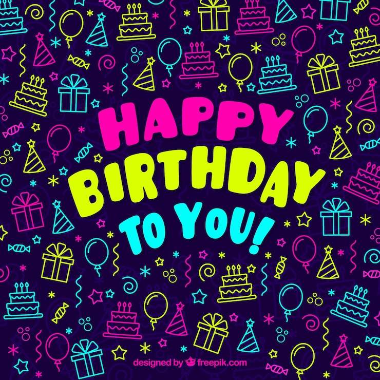 Vector gratuito fondo de bocetos de cumpleaños de colores