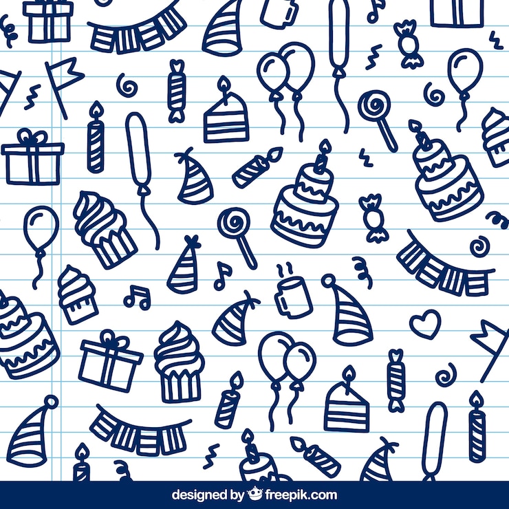 Vector gratuito fondo de bocetos de cumpleaños