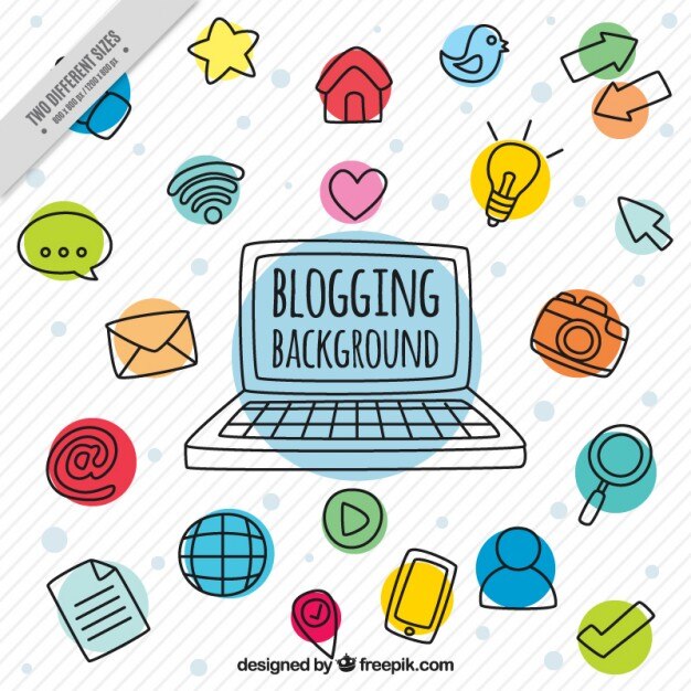 Fondo de bocetos de elementos de blog coloridos