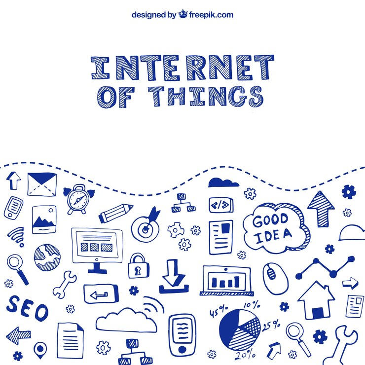 Vector gratuito fondo de bocetos de internet de las cosas
