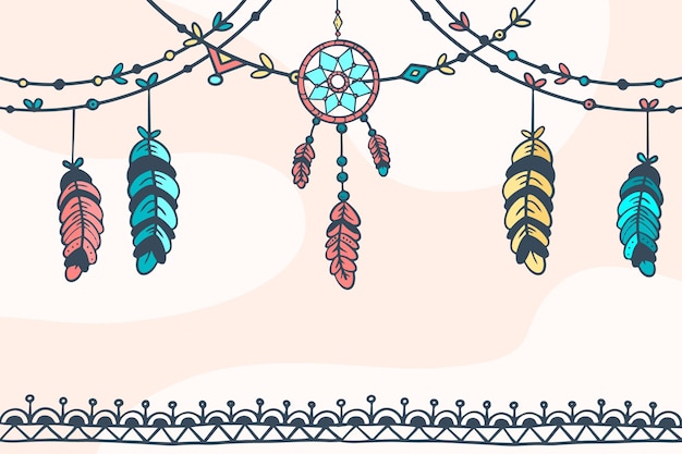 Fondo boho dibujado a mano
