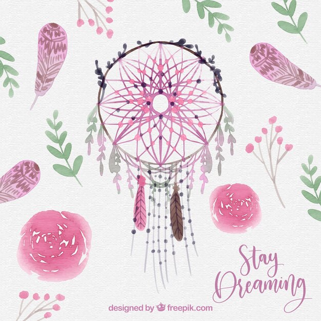 Fondo boho con elementos de acuarela
