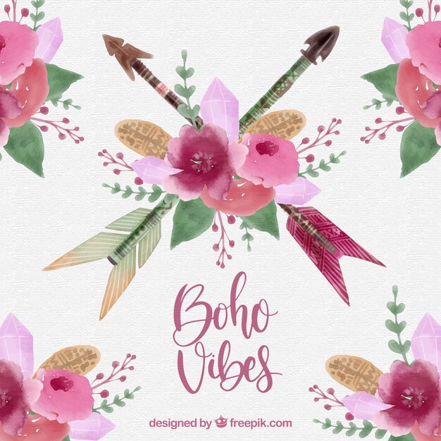 Fondo boho con elementos de acuarela