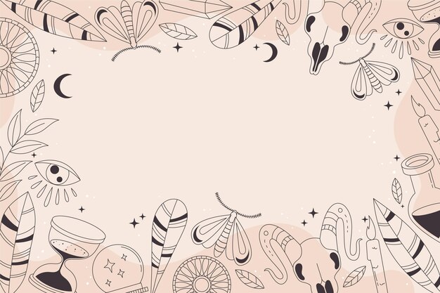 Fondo boho lineal dibujado a mano