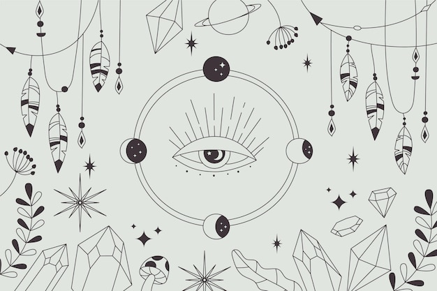 Fondo boho lineal dibujado a mano