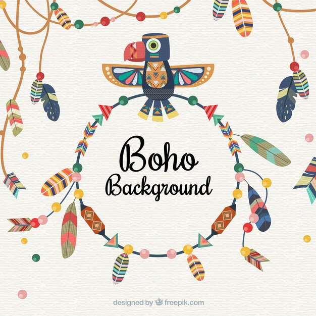 Fondo boho con plumas