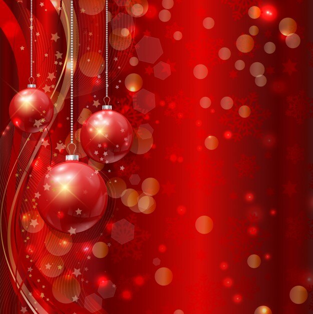 Fondo bokeh de bolas rojas navideñas