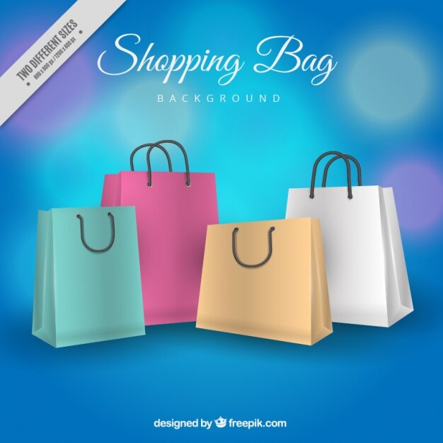 Vector gratuito fondo bokeh de bolsas de compras