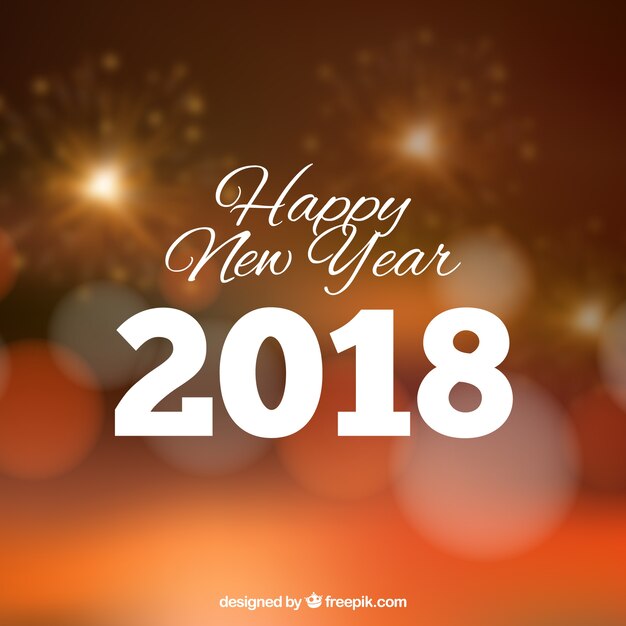 Fondo bokeh desenfocado de año nuevo 2018