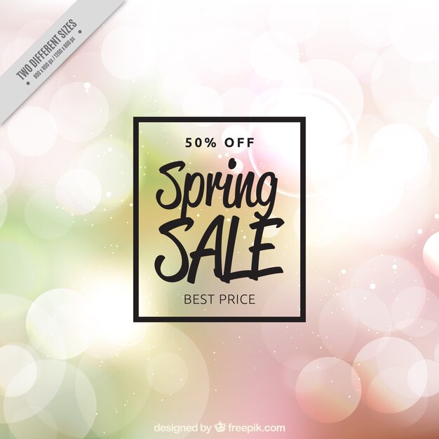 Fondo bokeh desenfocado de rebajas de primavera
