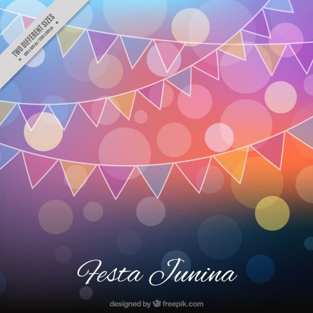 Vector gratuito fondo bokeh de fiesta junina con guirnaldas