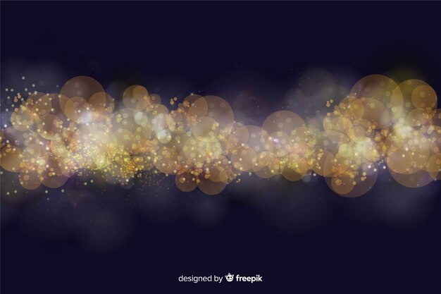 Fondo bokeh con partículas doradas