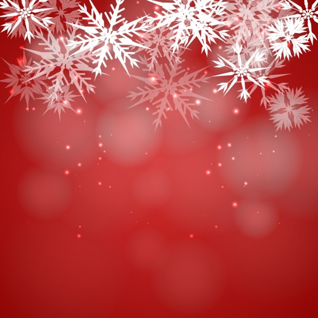 Vector gratuito fondo bokeh rojo de copos de nieve