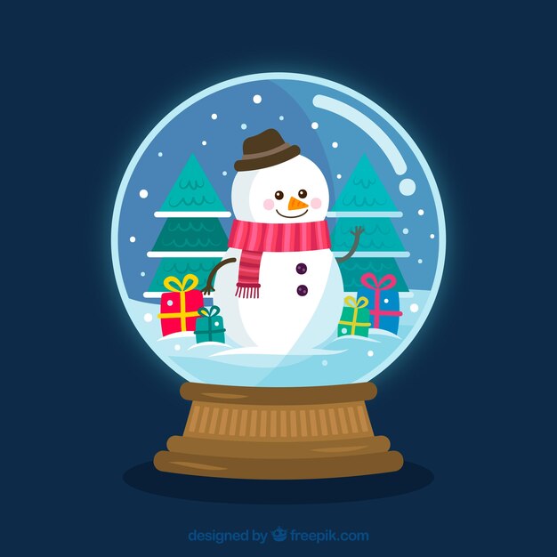 Fondo con bola de nieve navideña