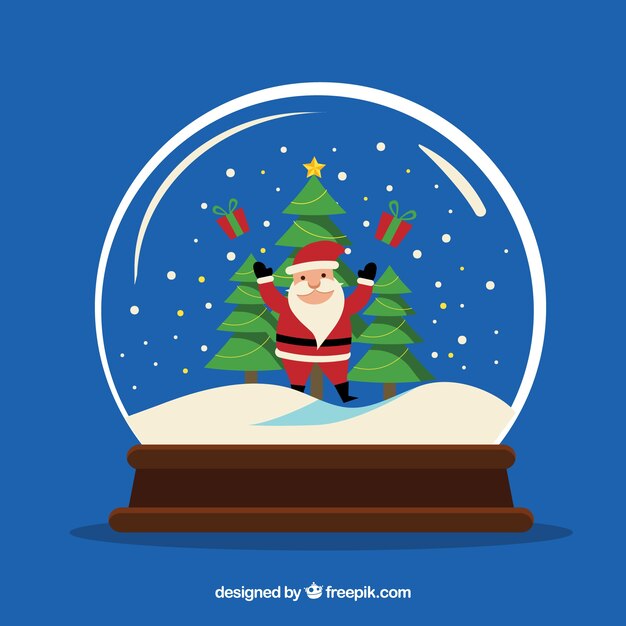 Fondo de bola de nieve de santa claus 