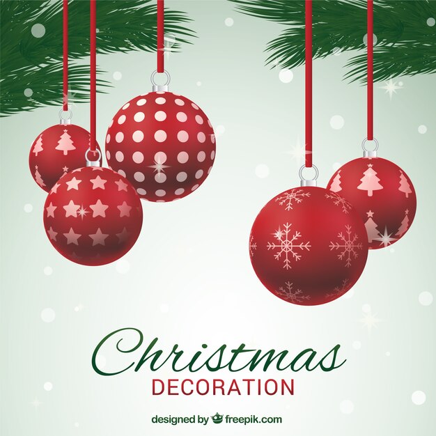 Fondo de bolas decorativas de navidad rojas 