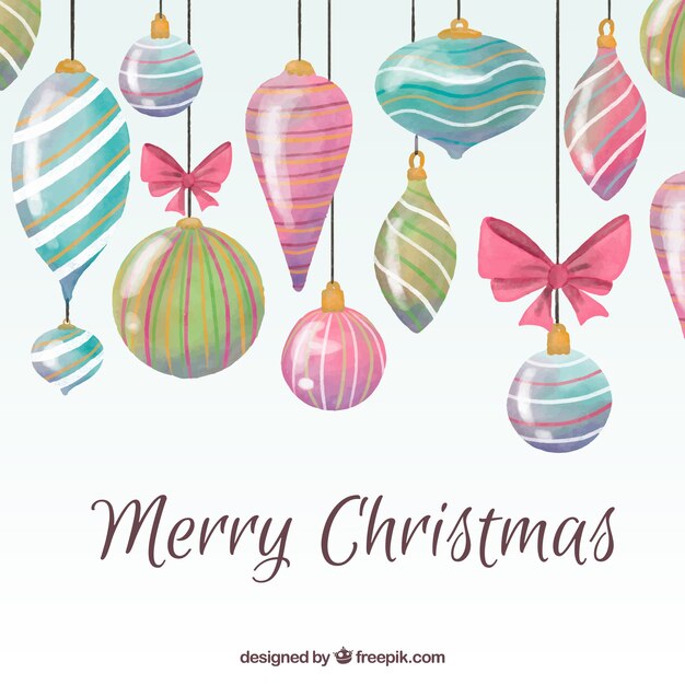 Fondo de bolas de navidad de acuarela