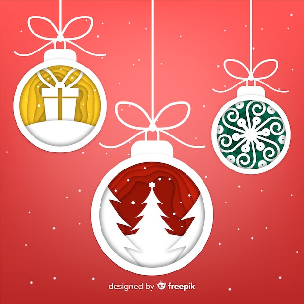 Vector gratuito fondo bolas de navidad decoración papel