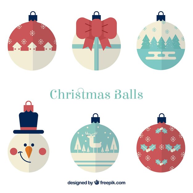 Fondo de bolas de navidad en diseño plano