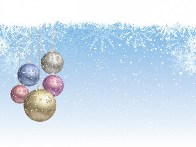 Fondo de bolas de navidad nevado