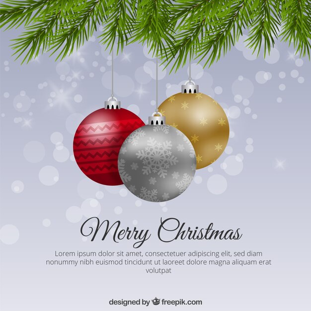 Fondo de bolas de navidad realistas