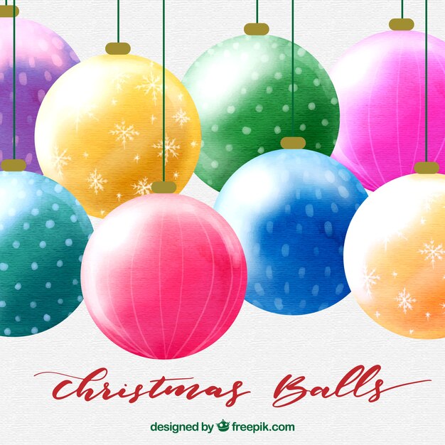 Fondo de bolas navideñas de acuarela 